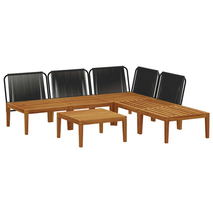 6 pcs Massivt akaciahus och rep Naturlig