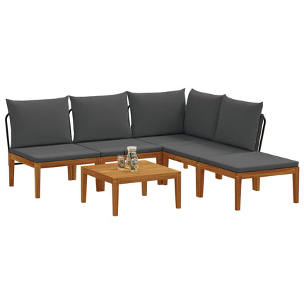 6 pcs Massivt akaciahus och rep Naturlig