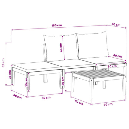 4 pcs Massivt akaciahus och rep Naturlig