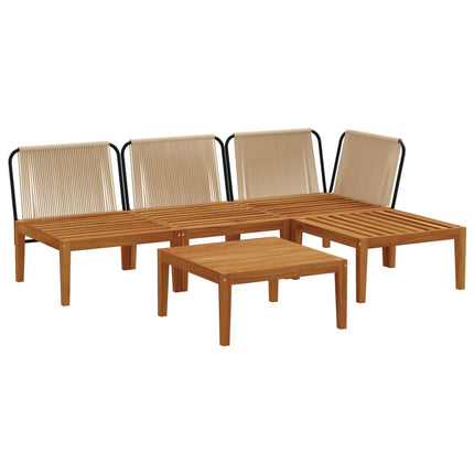 5 pcs Massivt akaciahus och rep Naturlig