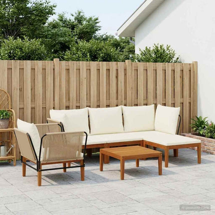 6 pcs Massivt akaciahus och rep Naturlig