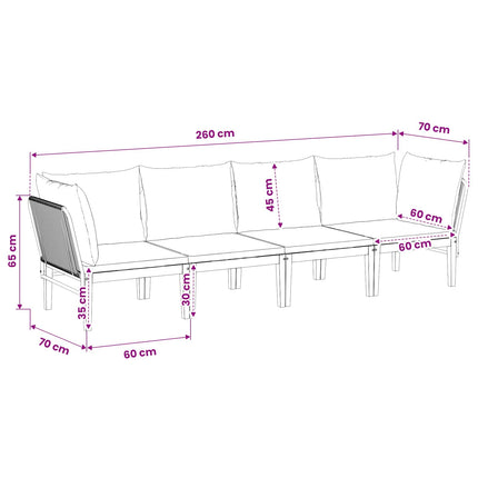 4 pcs Massivt akaciahus och rep Naturlig