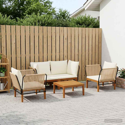 5 pcs Massivt akaciahus och rep Naturlig