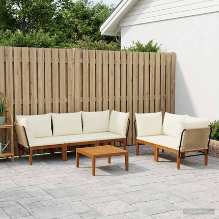 6 pcs Massivt akaciahus och rep Naturlig
