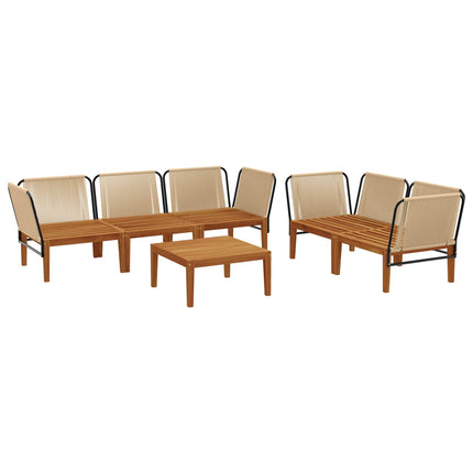 6 pcs Massivt akaciahus och rep Naturlig