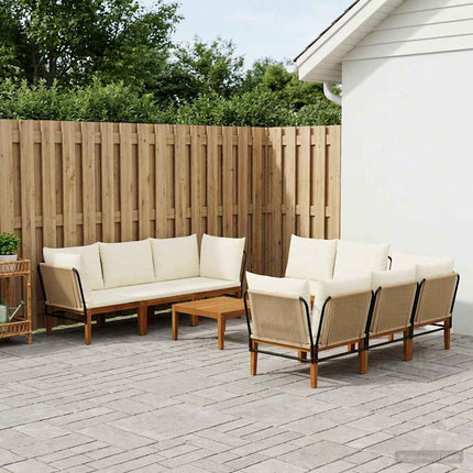 9 pcs Massivt akaciahus och rep Naturlig