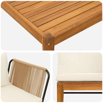 7 pcs Massivt akaciahus och rep Naturlig