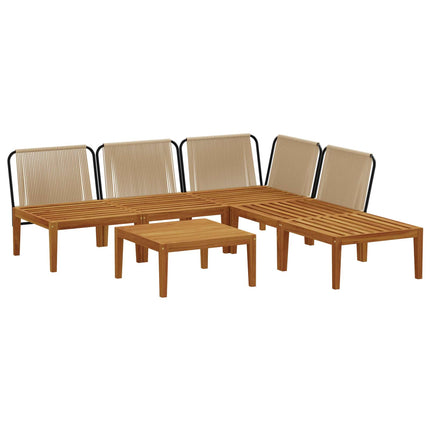6 pcs Massivt akaciahus och rep Naturlig