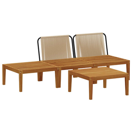 4 pcs Massivt akaciahus och rep Naturlig