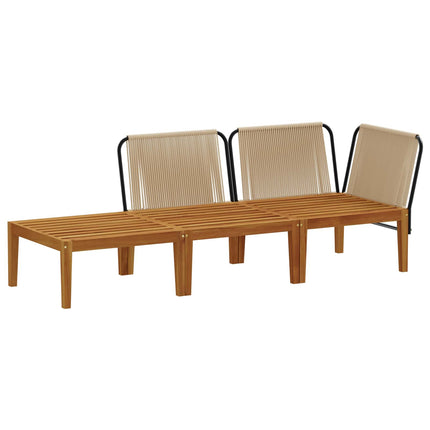 3 pcs Massivt akaciahus och rep Naturlig