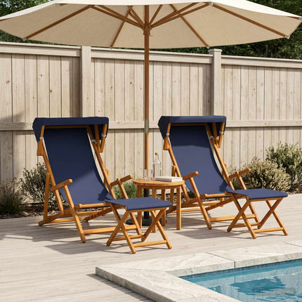 Deck Chair 4 pcs 3 Position Massiv Eukalyptus Trä Blå