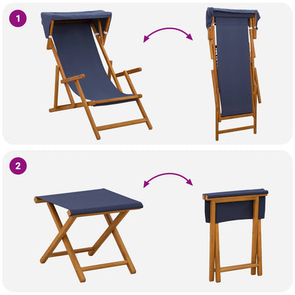 Deck Chair 4 pcs 3 Position Massiv Eukalyptus Trä Blå
