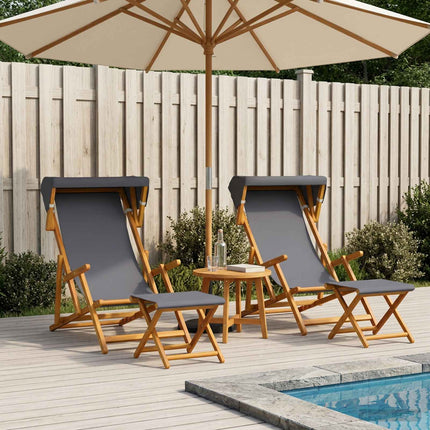 Deck Chair 4 pcs 3 Position Massiv Eukalyptus Trä Grå