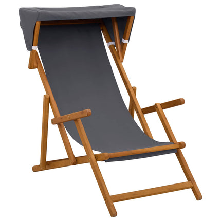 Deck Chair 4 pcs 3 Position Massiv Eukalyptus Trä Grå