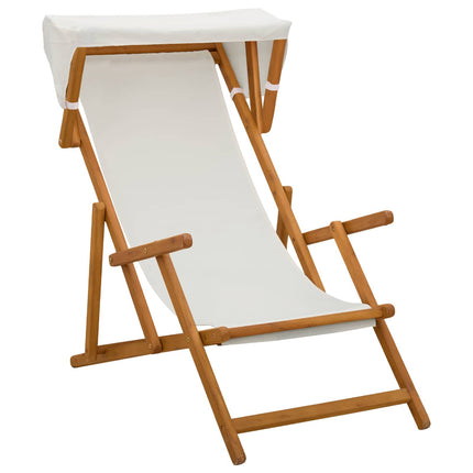Deck Chair 4 pcs 3 Position Massiv Eukalyptus Trä Gräddvit