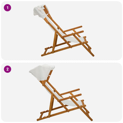 Deck Chair 4 pcs 3 Position Massiv Eukalyptus Trä Gräddvit