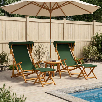 Deck Chair 4 pcs 3 Position Massiv Eukalyptus Trä Grön