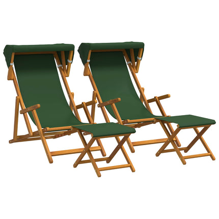 Deck Chair 4 pcs 3 Position Massiv Eukalyptus Trä Grön