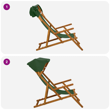 Deck Chair 4 pcs 3 Position Massiv Eukalyptus Trä Grön