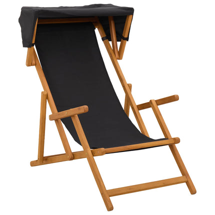Deck Chair 4 pcs 3 Position Massiv Eukalyptus Trä Svart