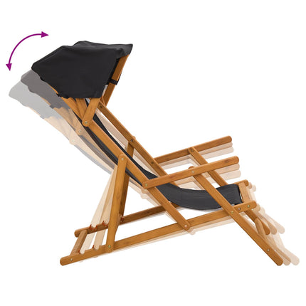 Deck Chair 4 pcs 3 Position Massiv Eukalyptus Trä Svart
