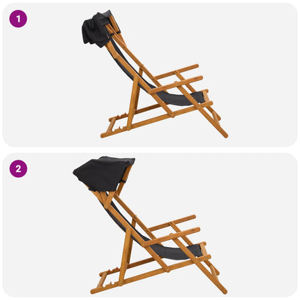 Deck Chair 4 pcs 3 Position Massiv Eukalyptus Trä Svart