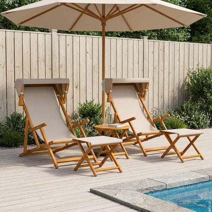 Deck Chair 4 pcs 3 Position Massiv Eukalyptus Trä Beige