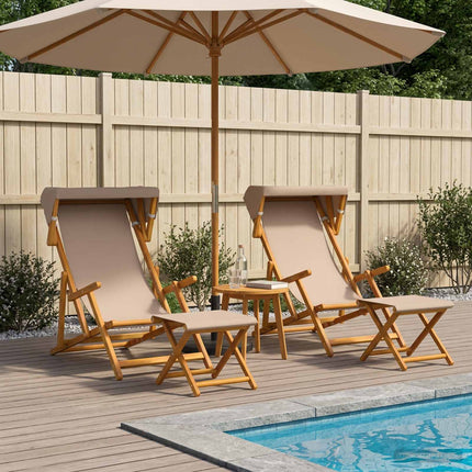 Deck Chair 4 st 3 Position Massiv Eukalyptus Trä Taupe