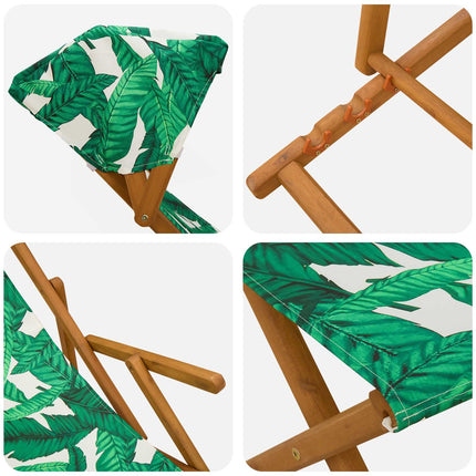 Deck Chair 4 pcs 3 Position Massiv Eukalyptus Trä Bladmönster