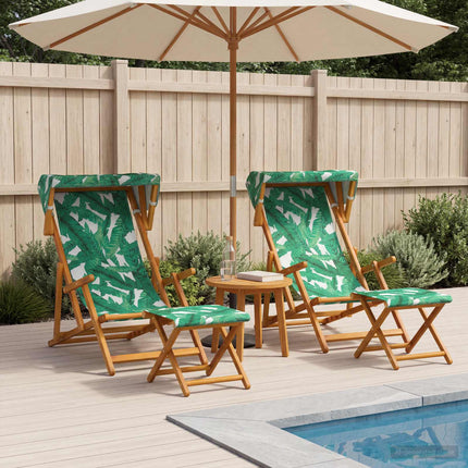 Deck Chair 4 pcs 3 Position Massiv Eukalyptus Trä Bladmönster
