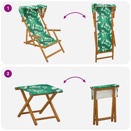 Deck Chair 4 pcs 3 Position Massiv Eukalyptus Trä Bladmönster