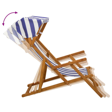 Deck Chair 4 pcs 3 Position Massiv Eukalyptus Trä Blå och Vit