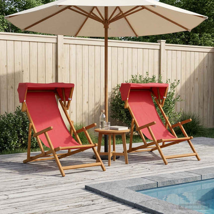 Deck Chair 2 pcs 3 Position Massiv Eukalyptus Trä Röd