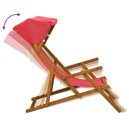 Deck Chair 2 pcs 3 Position Massiv Eukalyptus Trä Röd