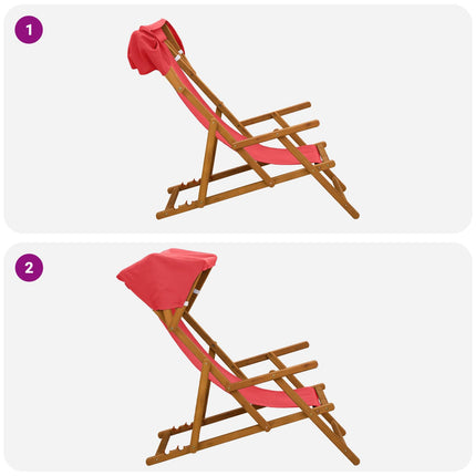 Deck Chair 2 pcs 3 Position Massiv Eukalyptus Trä Röd