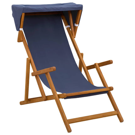 Deck Chair 2 pcs 3 Position Massiv Eukalyptus Trä Blå