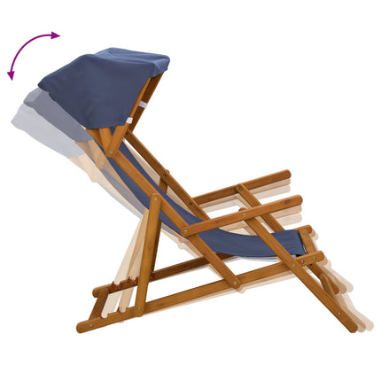 Deck Chair 2 pcs 3 Position Massiv Eukalyptus Trä Blå