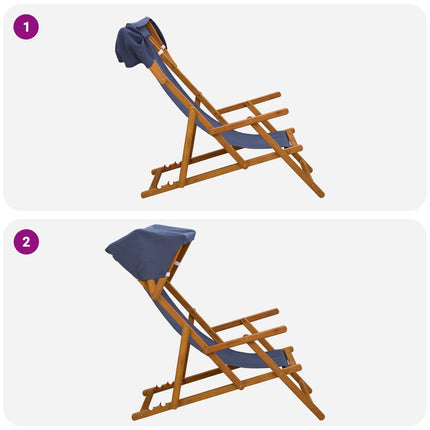 Deck Chair 2 pcs 3 Position Massiv Eukalyptus Trä Blå