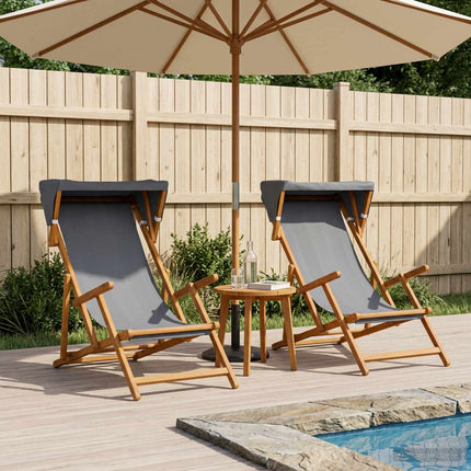Deck Chair 2 pcs 3 Position Massiv Eukalyptus Trä Grå