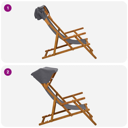 Deck Chair 2 pcs 3 Position Massiv Eukalyptus Trä Grå