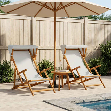 Deck Chair 2 pcs 3 Position Massiv Eukalyptus Trä Gräddvit