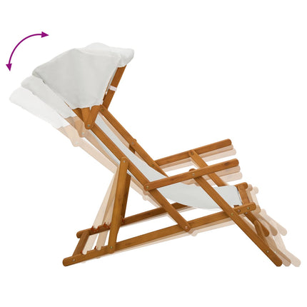 Deck Chair 2 pcs 3 Position Massiv Eukalyptus Trä Gräddvit