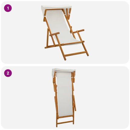 Deck Chair 2 pcs 3 Position Massiv Eukalyptus Trä Gräddvit