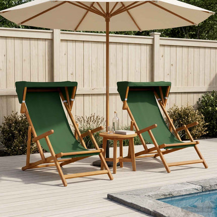 Deck Chair 2 pcs 3 Position Massiv Eukalyptus Trä Grön