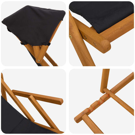 Deck Chair 2 pcs 3 Position Massiv Eukalyptus Trä Svart