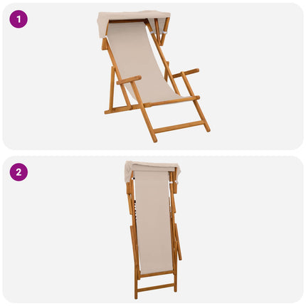 Deck Chair 2 pcs 3 Position Massiv Eukalyptus Trä Beige