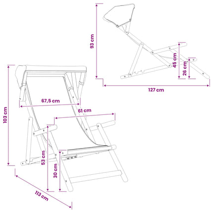 Deck Chair 2 pcs 3 Position Massiv Eukalyptus Trä Beige