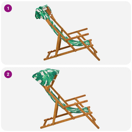 Deck Chair 2 pcs 3 Position Massiv Eukalyptus Trä Bladmönster