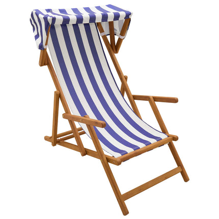 Deck Chair 2 pcs 3 Position Massiv Eukalyptus Trä Blå och Vit