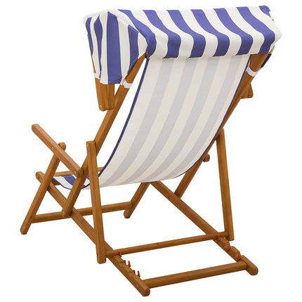 Deck Chair 2 pcs 3 Position Massiv Eukalyptus Trä Blå och Vit